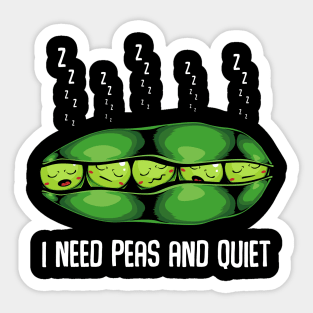 Peas - I Need Peas And Quiet - Cute Sleeping Vegetables Sticker